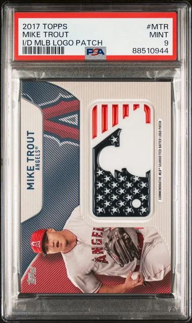 2017 Topps Mike Trout Independence Day MLB Logo Patch #MTR card image