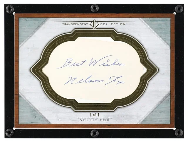 2017 Topps Nellie Fox Transcendent Collection Oversized Cut Signature Box Topper #TCS-NF card image