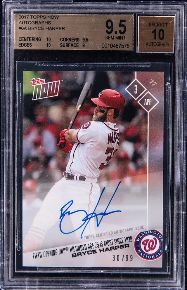 2017 Topps Now Bryce Harper Autograph #6A card image