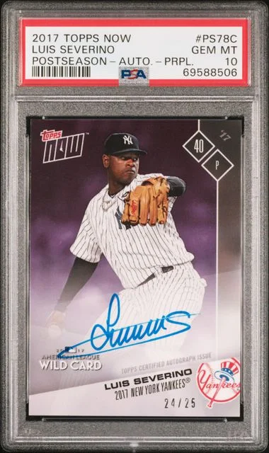 2017 Topps Now Luis Severino Postseason Autograph Purple #PS-78C card image