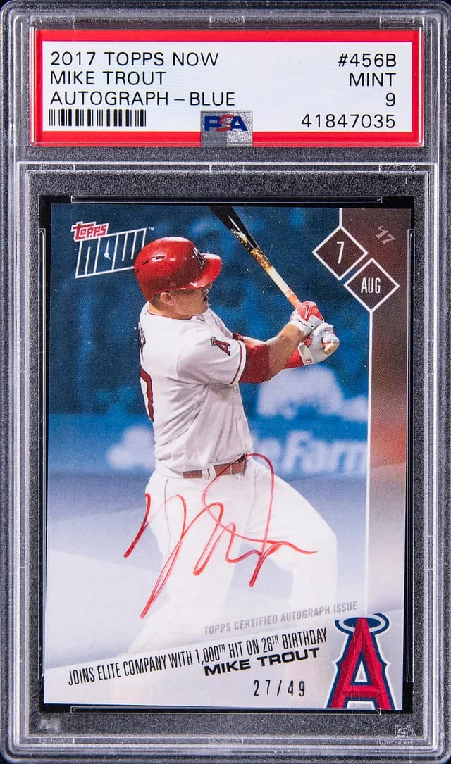 2017 Topps Now Mike Trout Autograph Blue #456B card image