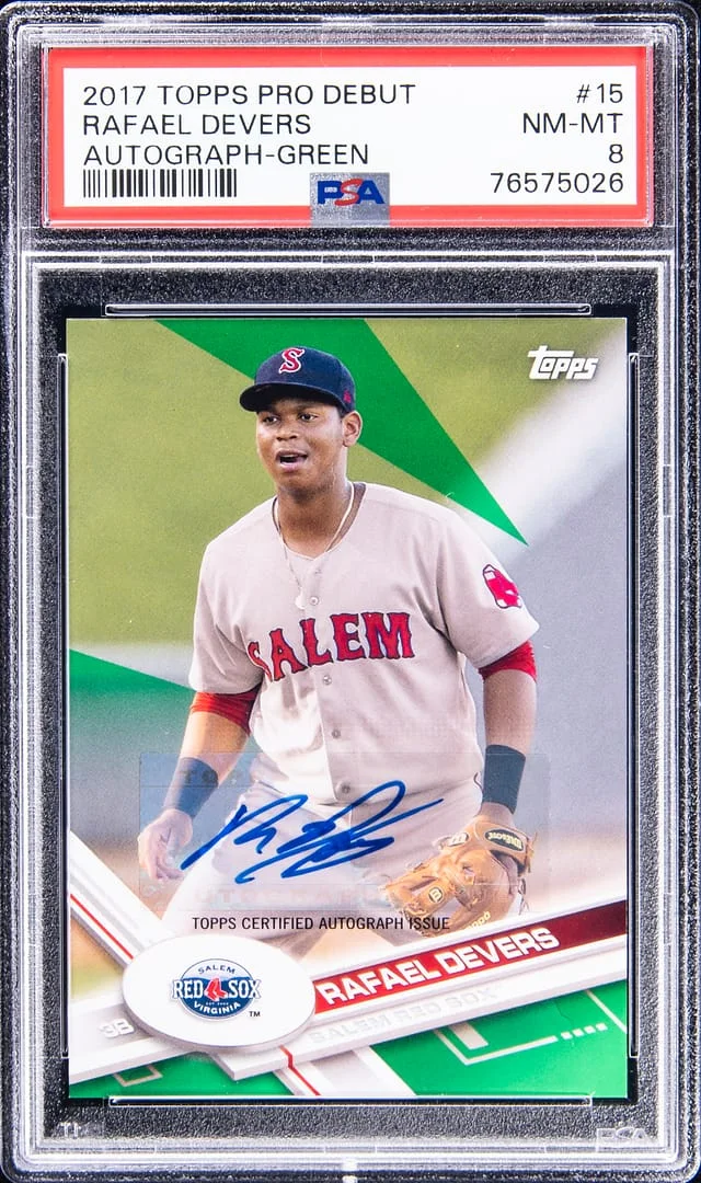 2017 Topps Pro Debut Rafael Devers Autograph Green #15 card image