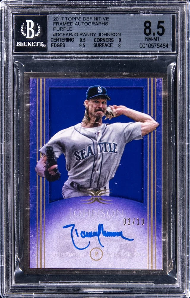 2017 Topps Randy Johnson Definitive Framed Autograph Purple #DCFA-RJO card image