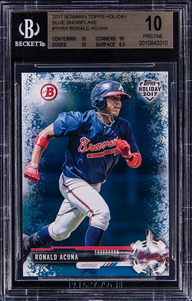 2017 Topps Ronald Acuna Jr. Holiday Blue Snowflake #TH-RA card image