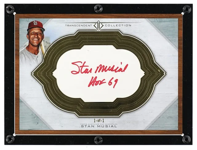 2017 Topps Stan Musial Transcendent Collection Oversized Cut Signature Box Topper #TCS-SM card image