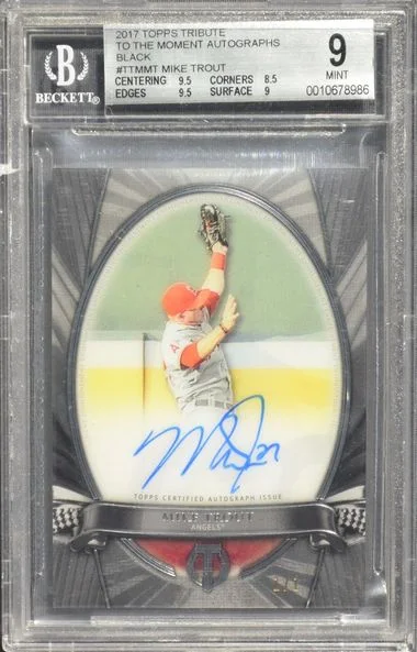 2017 Topps Tribute Mike Trout To The Moment Autographs Black #TTMMT card image