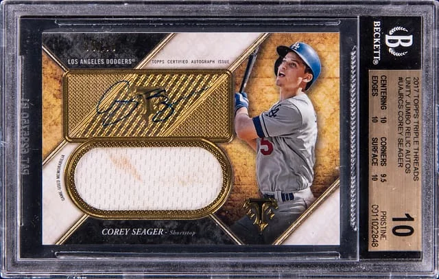 2017 Topps Triple Threads Corey Seager Unity Jumbo Relic Autographs #UAJR-CS card image