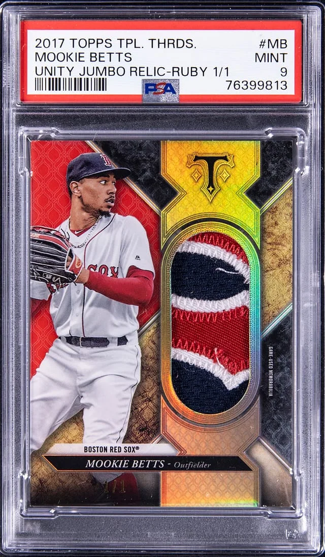 2017 Topps Triple Threads Mookie Betts Unity Jumbo Relics Ruby #MB card image