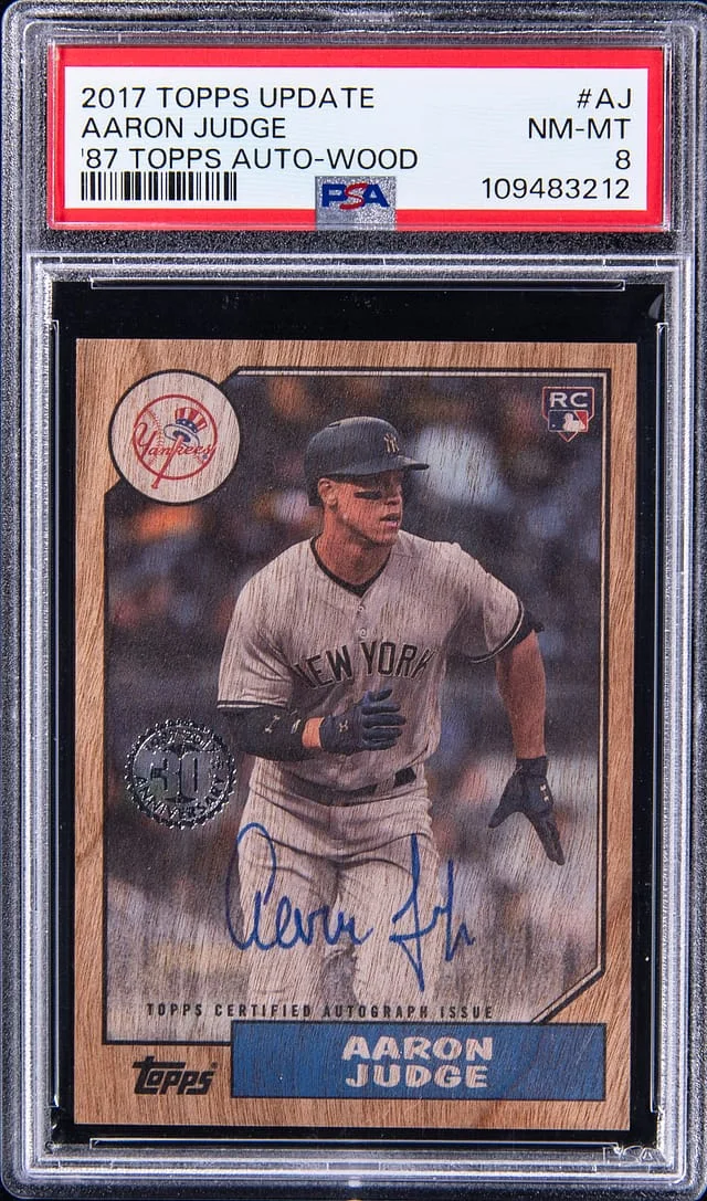 2017 Topps Update Aaron Judge 87 Topps Autograph Wood #87A-AJ card image