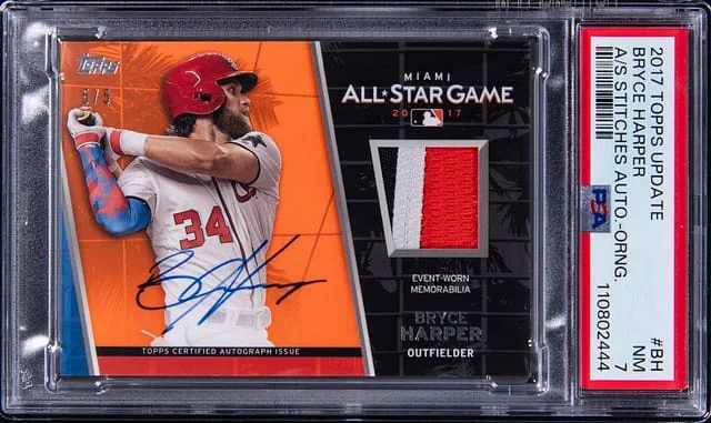 2017 Topps Update Bryce Harper All-Star Stitches Autograph Orange #ASAR-BH card image