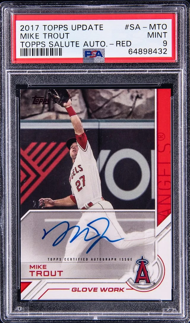 2017 Topps Update Mike Trout Topps Salute Autographs Red #SA-MTD card image