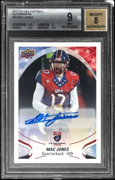 2017 UD USA Football Autographs Mac Jones #39 card image