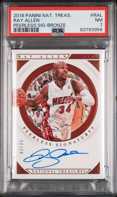 2018-18 Panini National Treasures Ray Allen Peerless Signatures Bronze #PS-RAK card image