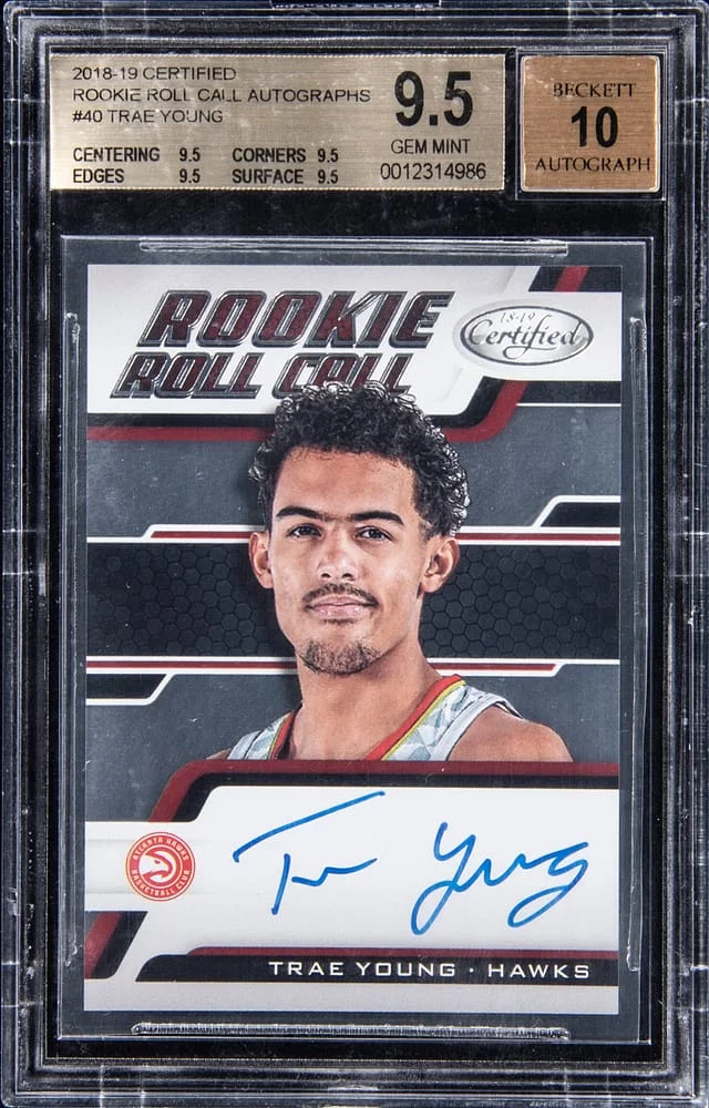 2018-19 Certified Trae Young Roll Call Autographs #40 card image