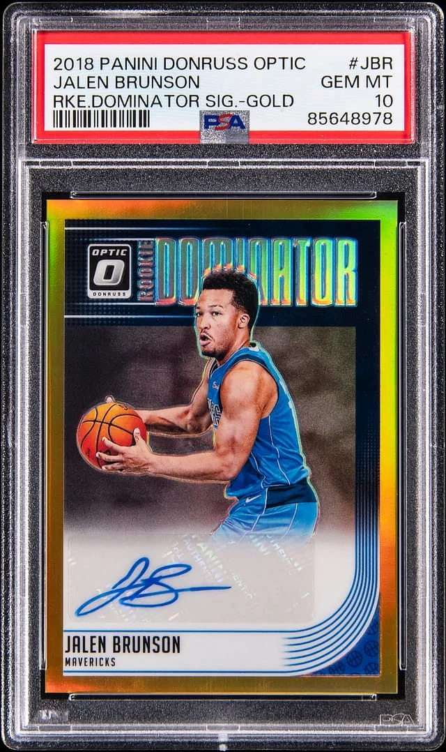 2018-19 Donruss Optic Jalen Brunson Dominator Signatures Gold #RD-JBR card image