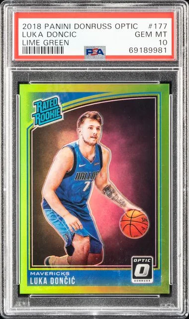 2018-19 Donruss Optic Luka Doncic Lime Green Rated #177 card image