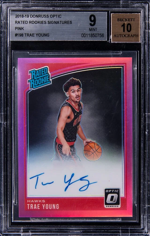 2018-19 Donruss Optic Trae Young Rated Signatures Pink #198 card image