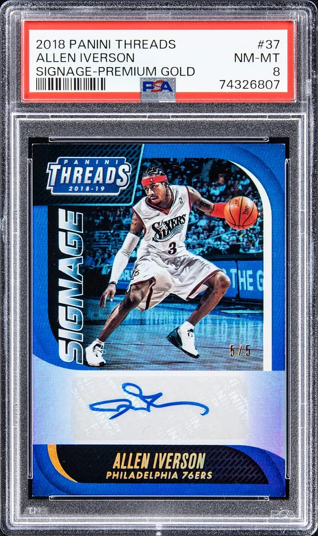 2018-19 Panini Allen Iverson Threads Signage Premium Gold #37 card image