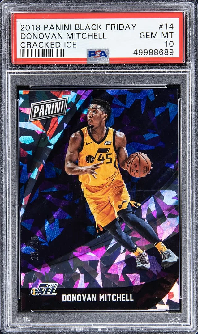 2018-19 Panini Black Donovan Mitchell Friday Cracked Ice #14 card image