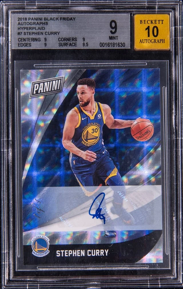 2018-19 Panini Black Stephen Curry Friday Autographs Hyperlaid #7 card image