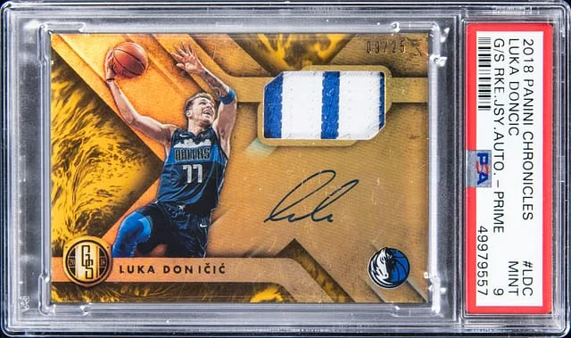 2018-19 Panini Chronicles Luka Doncic Gold Standard Jersey Autograph Prime #GS-LDC card image