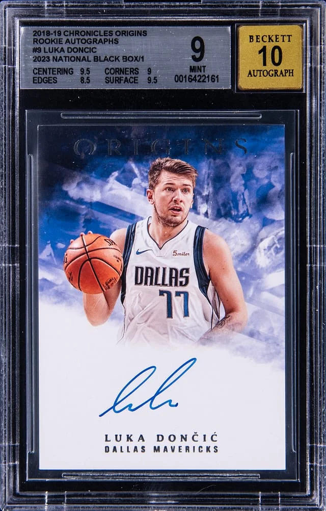 2018-19 Panini Chronicles Luka Doncic Origins Autographs '23 National Black Box #OA-LDC card image
