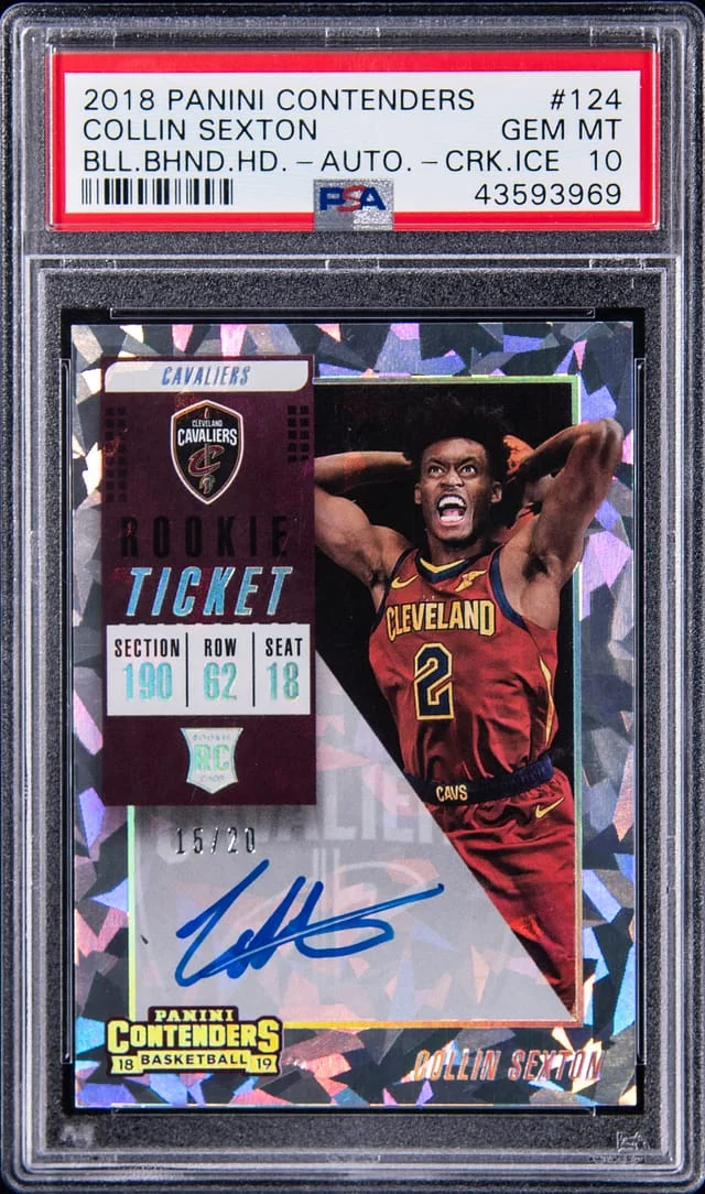 2018-19 Panini Contenders Collin Sexton (Ball Behind Head) Autograph Cracked Ice #124 card image