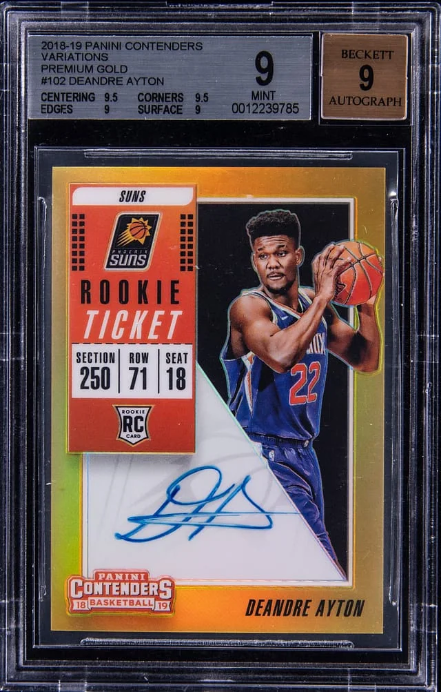 2018-19 Panini Contenders Deandre Ayton Premium Gold Variations #102 card image