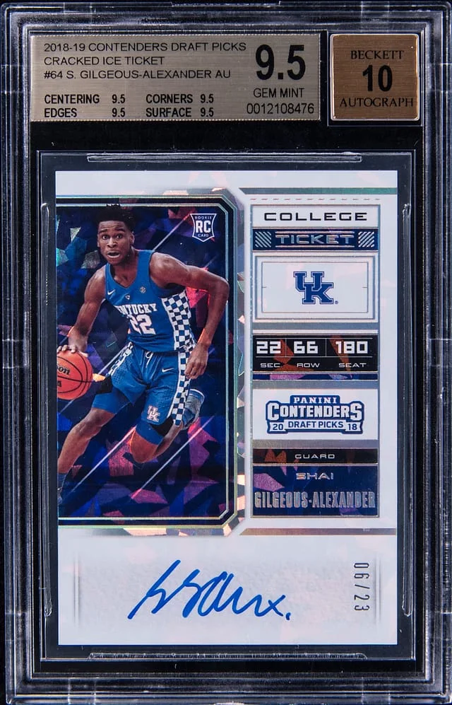 2018-19 Panini Contenders Draft Picks Shai Gilgeous Alexander Cracked Ice Ticket #64 card image