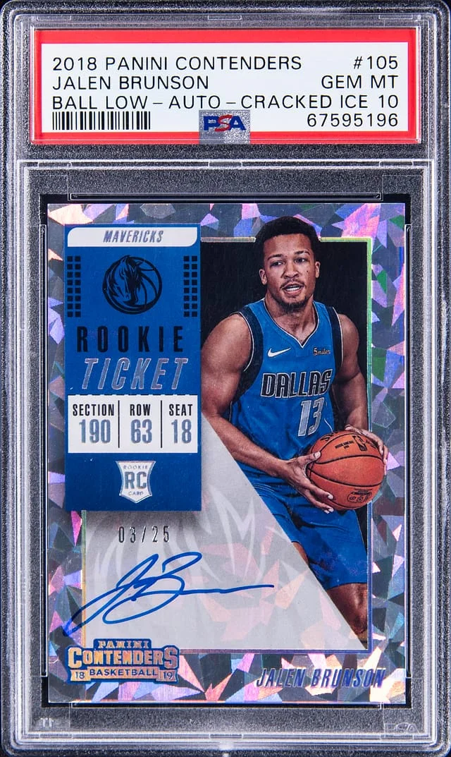 2018-19 Panini Contenders Jalen Brunson Ball Low Autograph Cracked Ice #105 card image