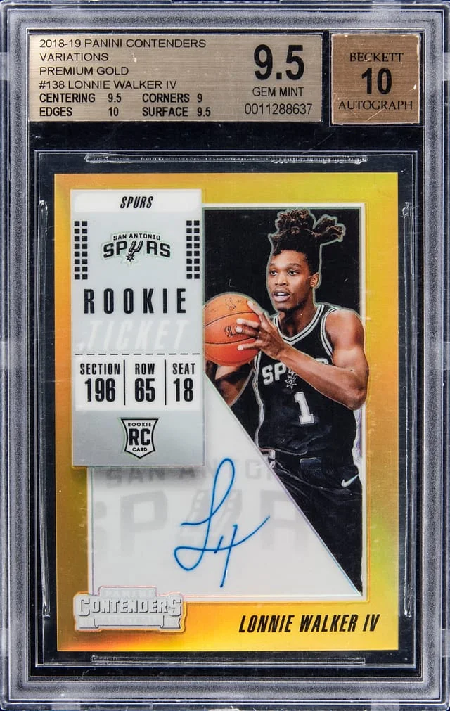 2018-19 Panini Contenders Lonnie Walker Iv Variation Premium Gold #138 card image