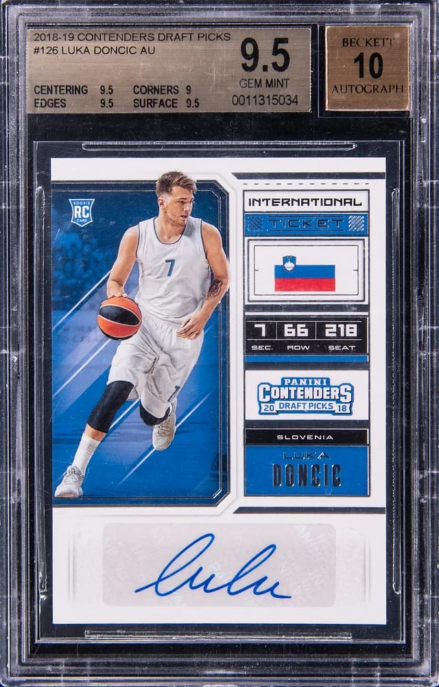 2018-19 Panini Contenders Luka Doncic International Ticket Autograph #126 card image