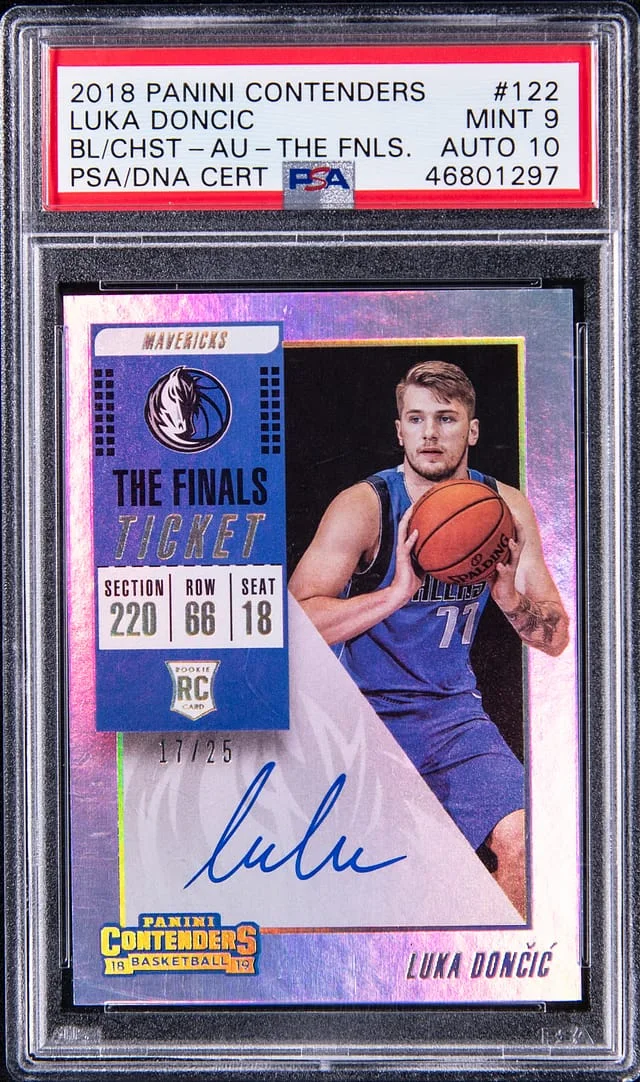2018-19 Panini Contenders Luka Doncic, Ball At Chest Ticket Autograph #122 card image