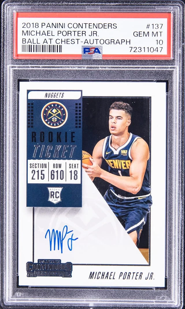 2018-19 Panini Contenders Michael Porter Jr. Ball At Chest Autograph #137 card image