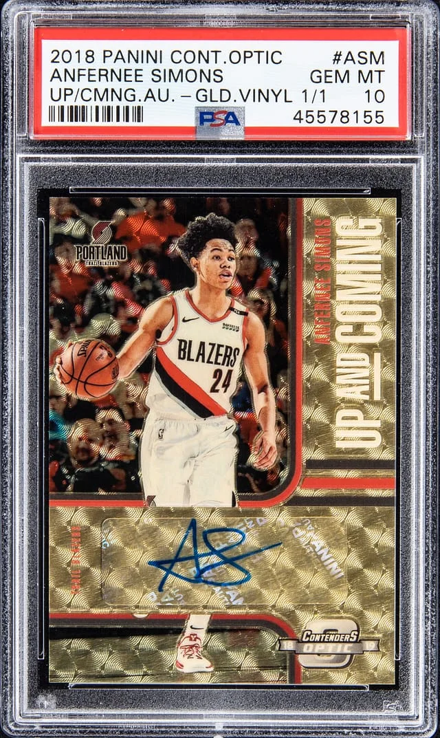 2018-19 Panini Contenders Optic Anfernee Simons Up And Coming Autographs Gold Vinyl #UC-ASM card image