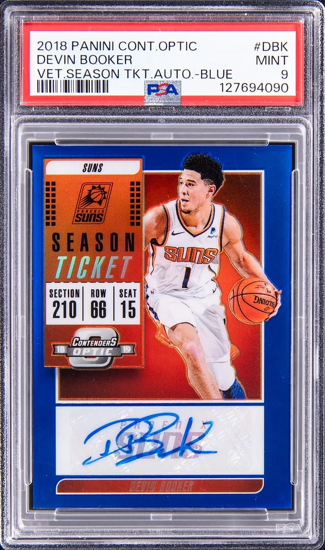 2018-19 Panini Contenders Optic Devin booker Veteran Season Ticket Autograph Blue #D-BK card image