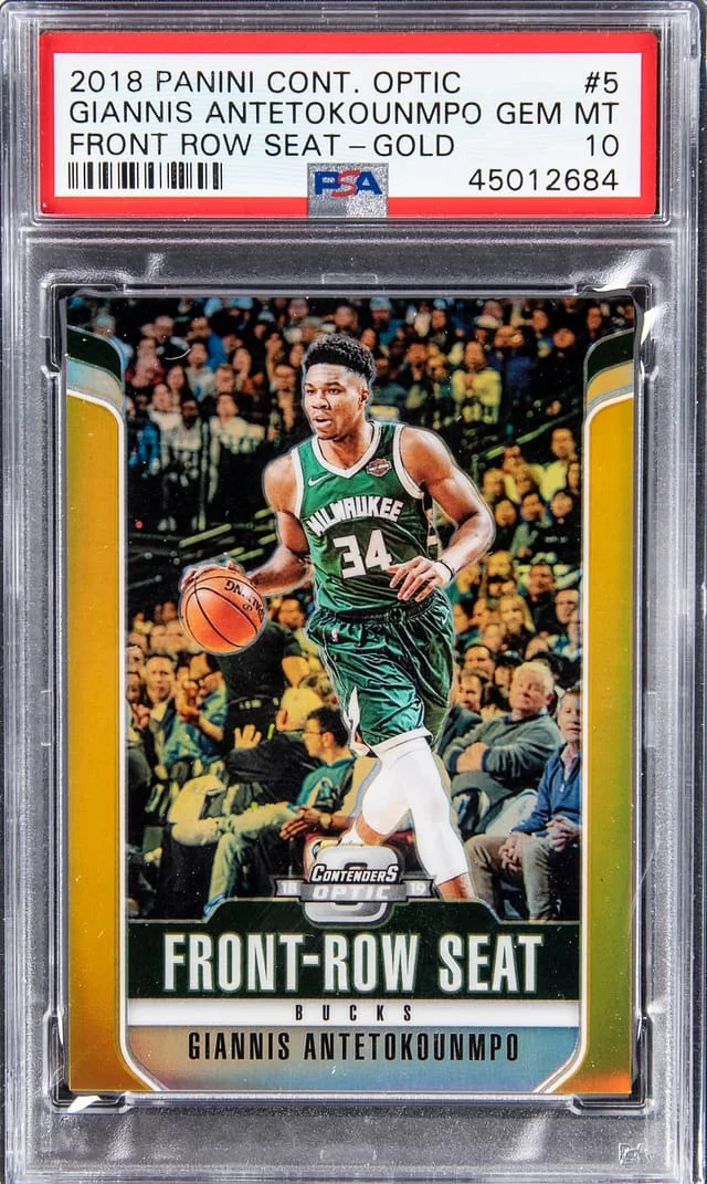 2018-19 Panini Contenders Optic Giannis Antetokounmpo Front Row Seat Gold #5 card image