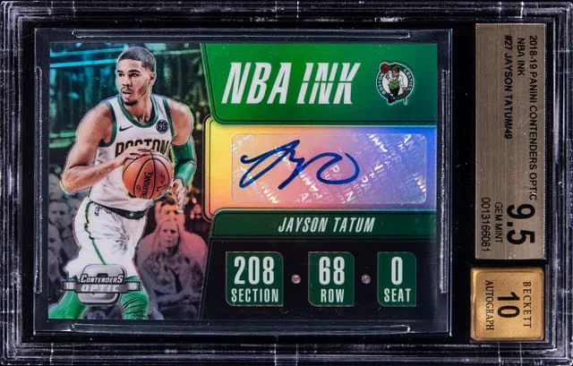 2018-19 Panini Contenders Optic Jayson Tatum NBA Ink #NI-JRR card image