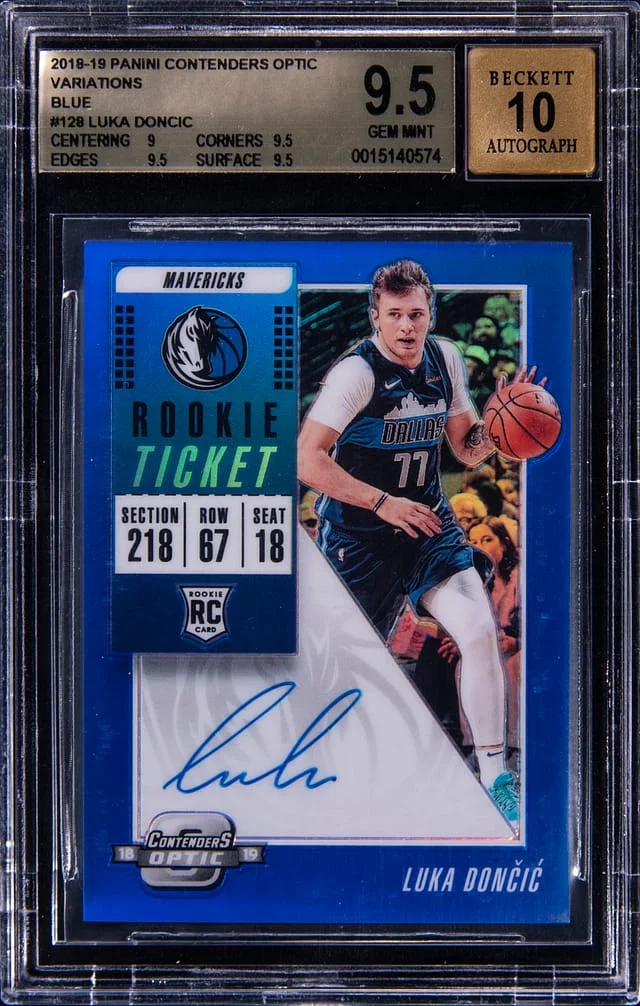 2018-19 Panini Contenders Optic Luka Doncic Blue #128 card image