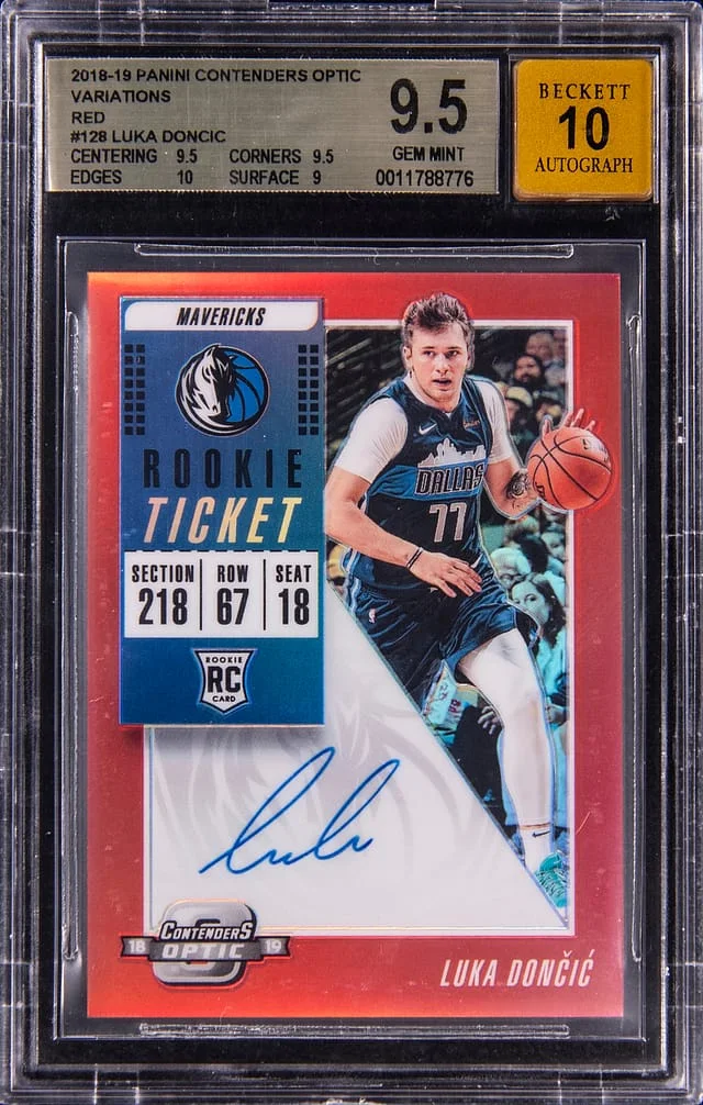 2018-19 Panini Contenders Optic Luka Doncic Ticket Autographs Variations Red #129 card image