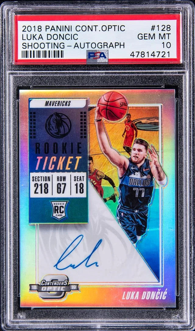 2018-19 Panini Contenders Optic Luka Doncic, Shooting Ticket Autograph #128 card image
