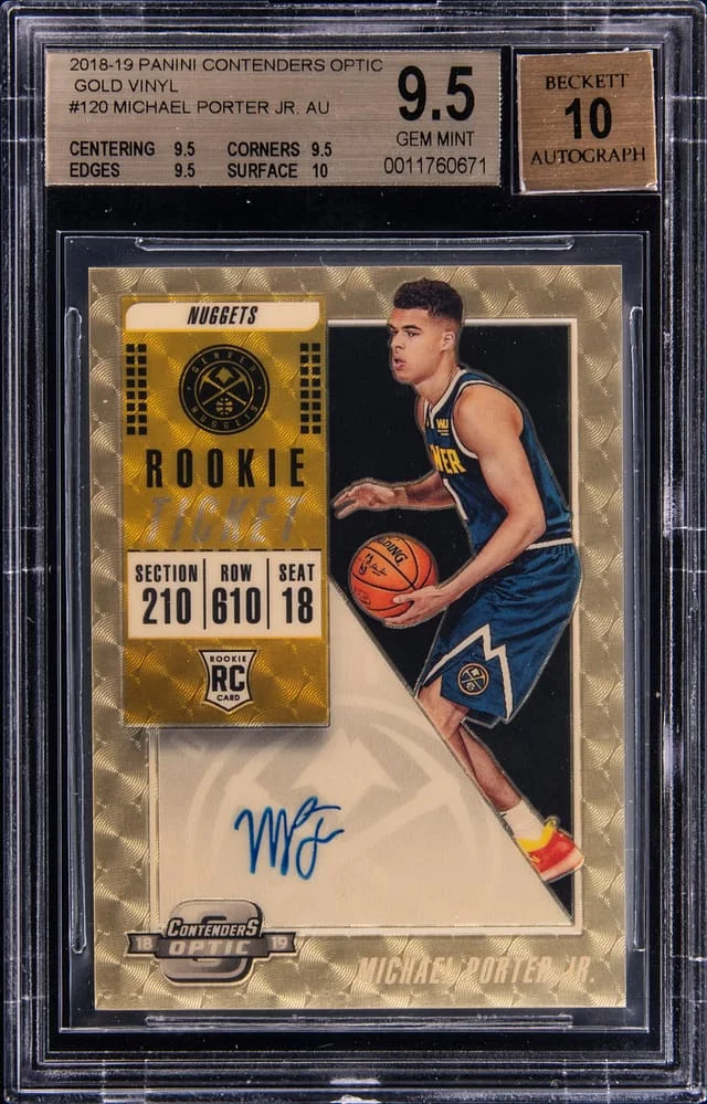 2018-19 Panini Contenders Optic Michael Porter Jr. Ticket Autographs Variation Gold Vinyl #120 card image