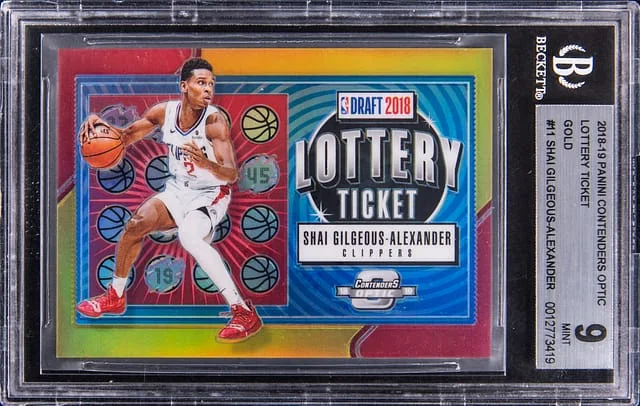 2018-19 Panini Contenders Optic Shai Gilgeous-Alexander Lottery Ticket Gold Prizm #11 card image