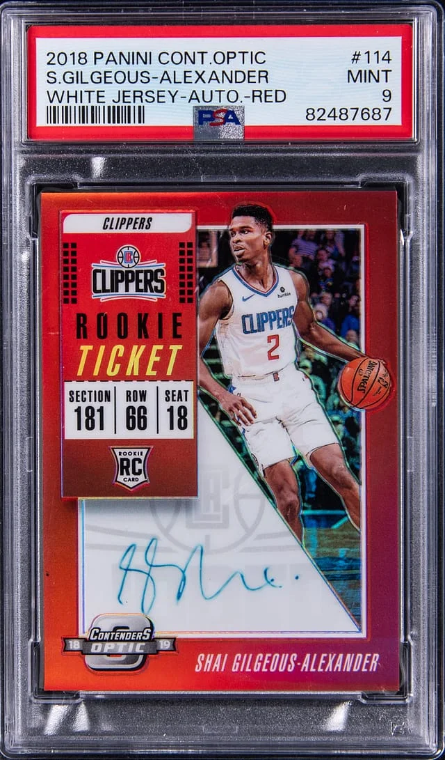 2018-19 Panini Contenders Optic Shai Gilgeous-Alexander, White Ticket Autograph Red #114 card image