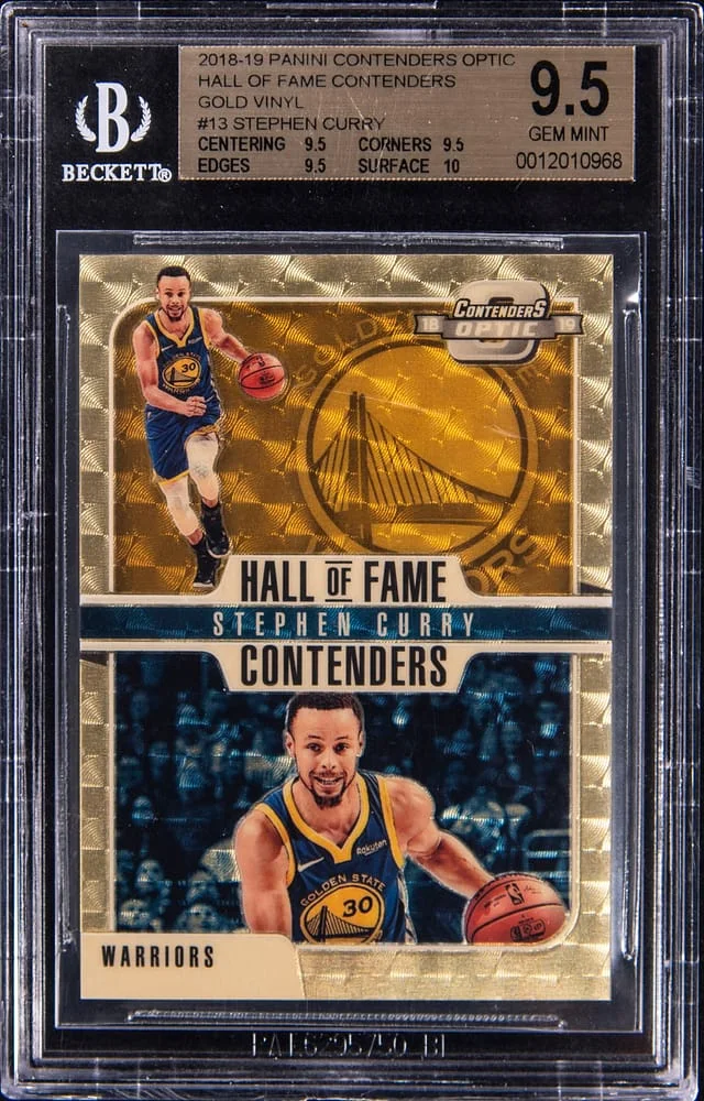 2018-19 Panini Contenders Optic Stephen Curry Hall of Fame Contenders Gold Vinyl #13 card image