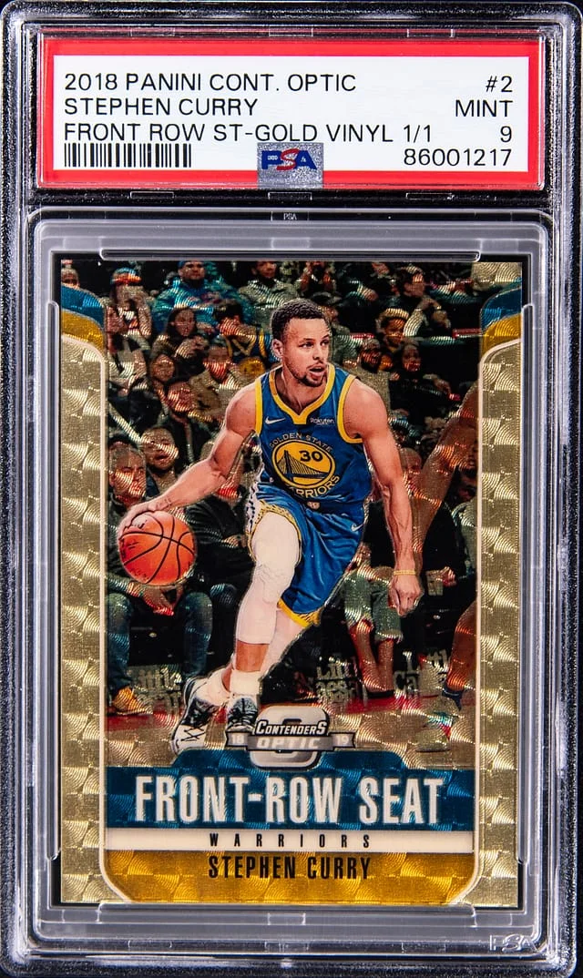 2018-19 Panini Contenders Optic Stephen Curry Front-Row Seat Gold Vinyl Prizm #2 card image