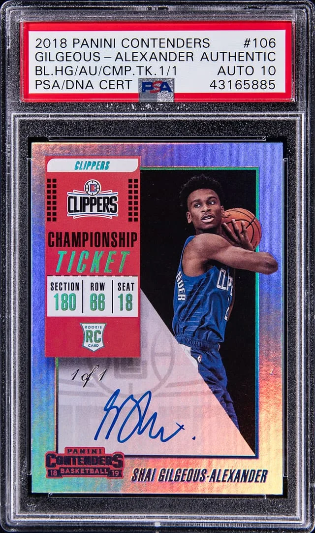 2018-19 Panini Contenders Shai Gilgeous-Alexander, Ball High Championship Ticket Autograph #106 card image