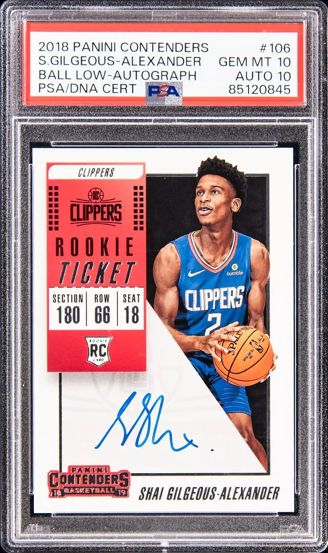 2018-19 Panini Contenders Shai Gilgeous-Alexander, Ball Low, Autograph Premium #106 card image
