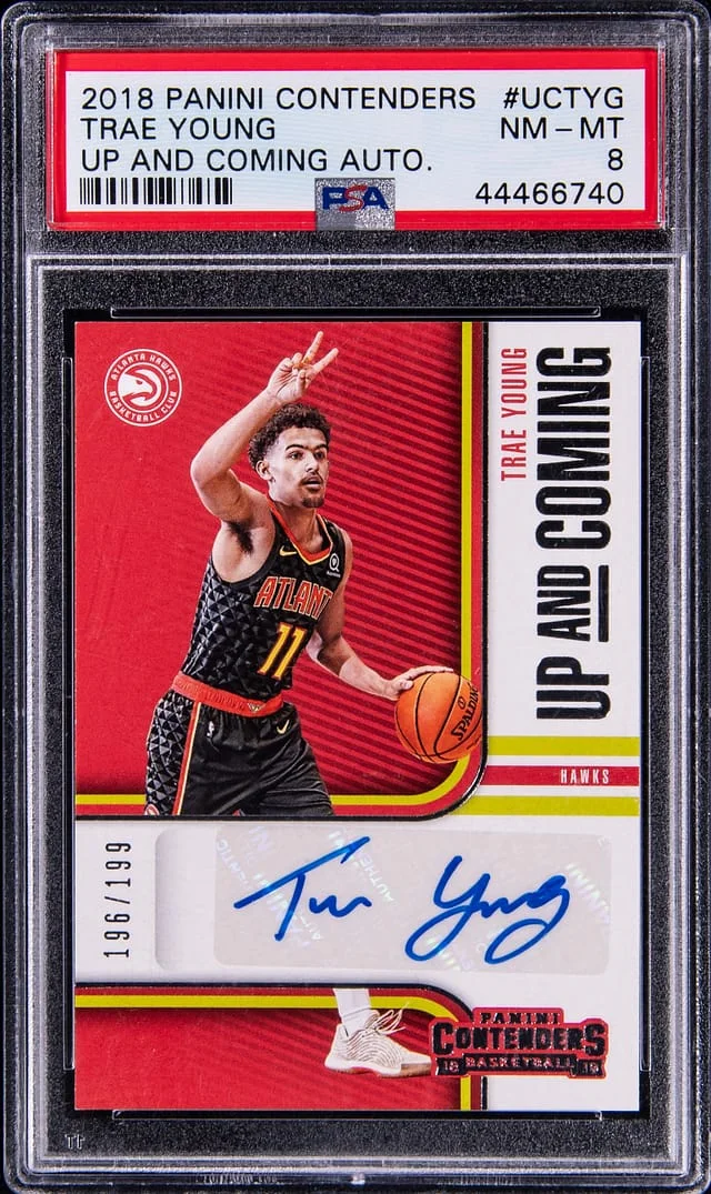 2018-19 Panini Contenders Trae Young Up and Coming Autograph Bronze #UC-TYG card image