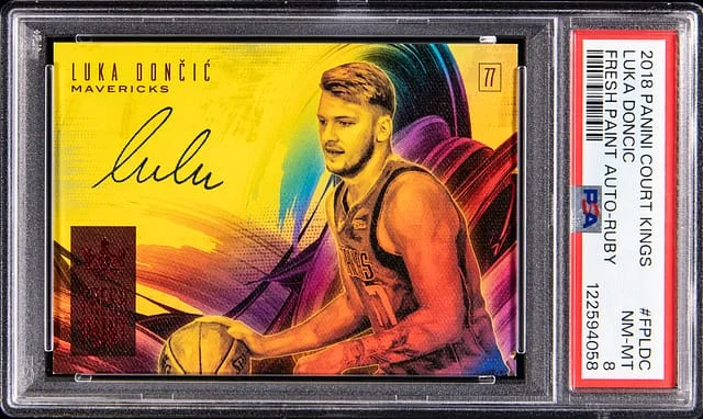 2018-19 Panini Court Kings Luka Doncic Fresh Paint Autograph Ruby #FP-LDC card image